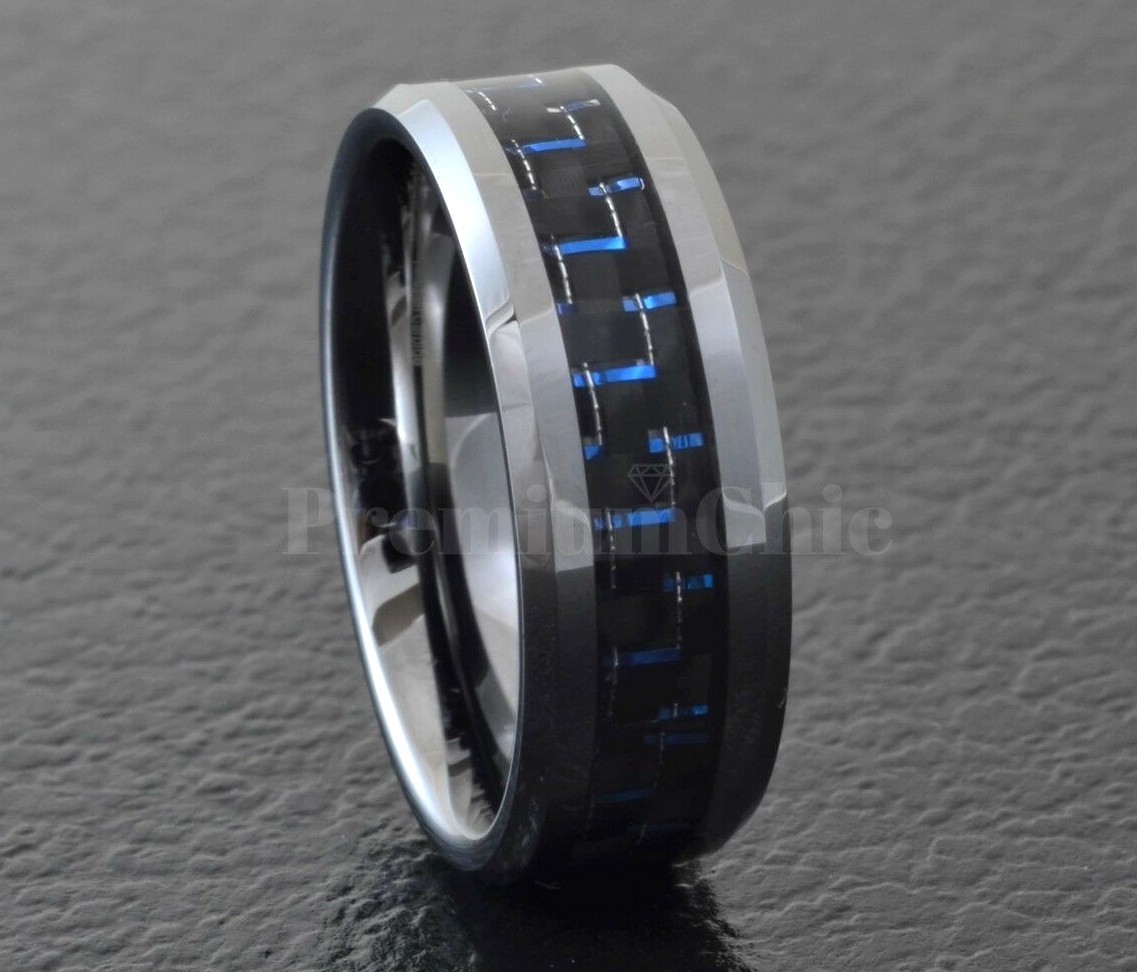 tungsten blue carbon fiber ring